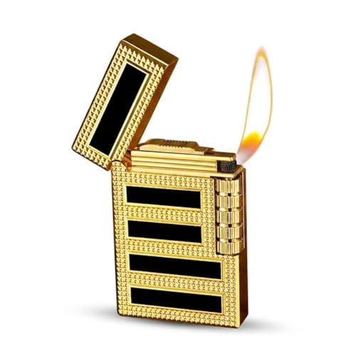 VelTora Gold Refillable Butane Lighter Soft Flame Metal Design Angled Flame