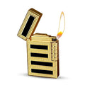 VelTora Gold Refillable Butane Lighter Soft Flame Metal Design Angled Flame