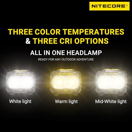 Nitecore UT27 MCT Pro Headlamp Black - High CRI, 3 Color Temps, Lightweight
