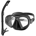 Adult Snorkeling Gear Set with Dry-Top Snorkel & Mask - Black