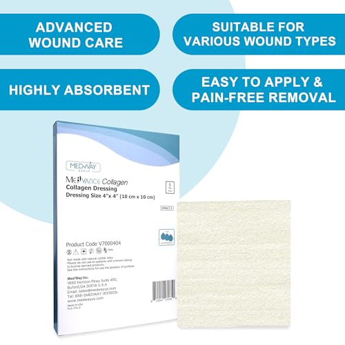 MedVance Collagen Wound Dressing Pads 4x4 Inch, Box of 5 - Bovine, Easy to Apply & Promote Healing
