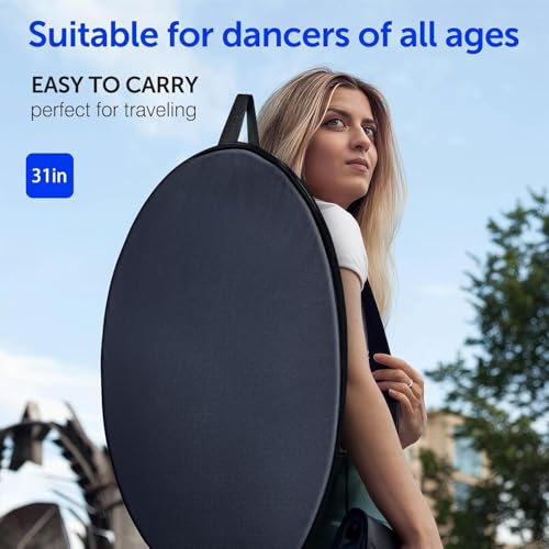 Black 31-Inch Portable Dance Floor Mat for Ballet & Fitness - Non-Slip PVC