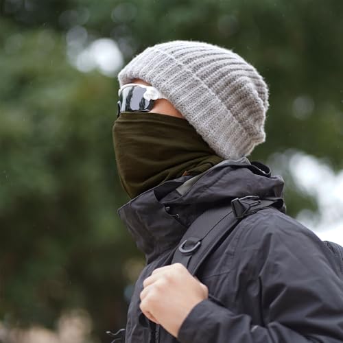 Green Merino Wool Neck Gaiter for Men & Women Winter Ski Face Mask Scarf