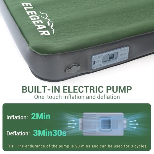 Elegear Self-Inflating Foam Sleeping Pad with Electric Pump - Army Green, Full