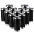 20oz Stainless Steel Insulated Tumblers with Lid - Black, 12 Pack - Double Wall Vacuum Coffee Cups for Hot & Cold Drinks - Variation: Black-A / 12 Count