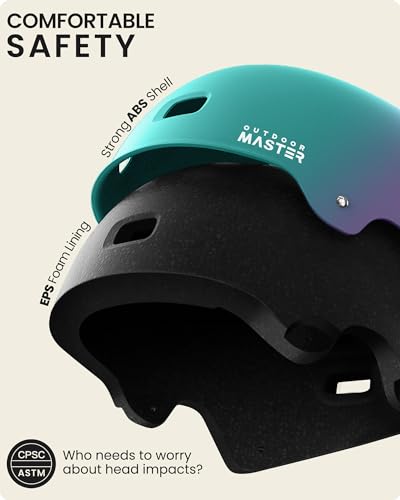 OutdoorMaster Skateboard Bike Helmet for Adults, Youth & Kids - Fuschia Teal Medium