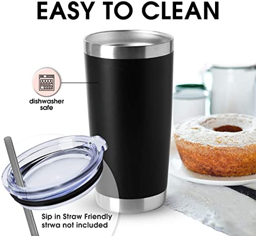 20oz Stainless Steel Insulated Tumblers with Lid - Black, 12 Pack - Double Wall Vacuum Coffee Cups for Hot & Cold Drinks - Variation: Black-A / 12 Count