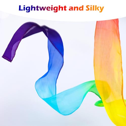 2-Pack Rainbow Silk Dance Ribbons for Kids Gymnastics & Party Fun