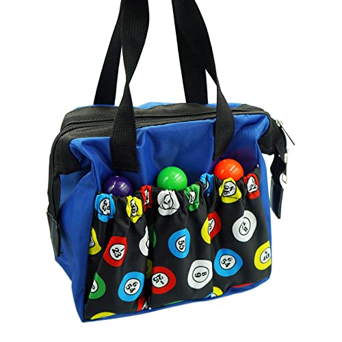 Blue Bingo Dauber Tote Bag with 6 Pockets Waterproof Oxford