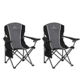 LET'S CAMP Heavy Duty Oversized Folding Camping Chair 2-Pack Black & Grey