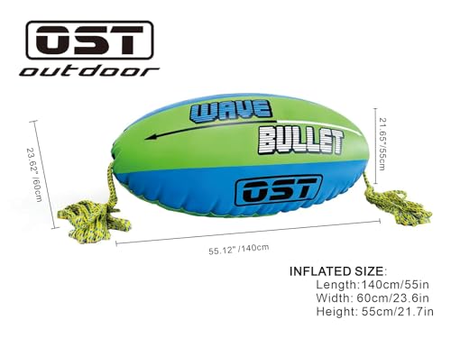 Inflatable Towable Tube Ball with 60ft Tow Rope - Water Sports Safety & Visibility