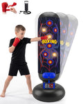 Aywewii Kids Punching Bag Set Black with Music & Light, 4 Game Modes