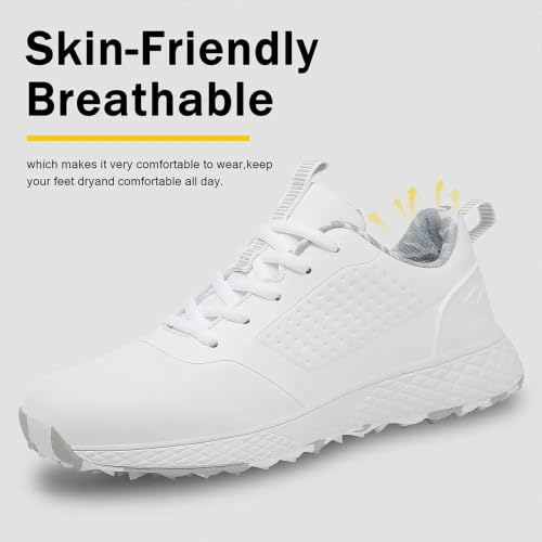 Ultiant Women’s Spikeless Waterproof Golf Shoes - White & Grey, Size 8.5