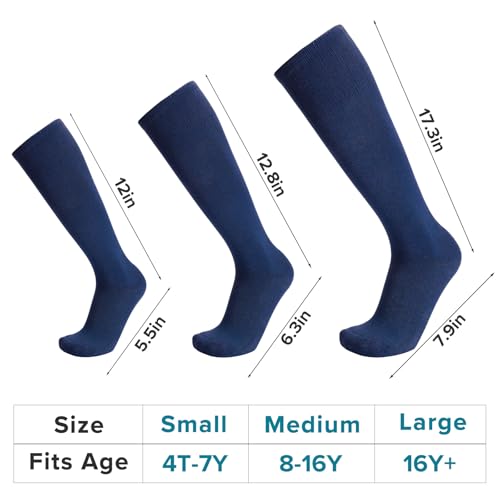 Youth Baseball Soccer Softball Knee High Socks - Medium Navy Blue 3 Pairs