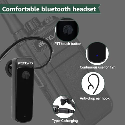 Retevis RB37 Bluetooth Two-Way Radio with Wireless Earpiece 2-Pack - Business Walkie Talkies