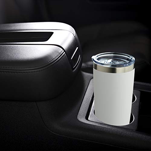 White 20oz Double Wall Vacuum Insulated Travel Mug Set with Lids & Straws - 12 Pack