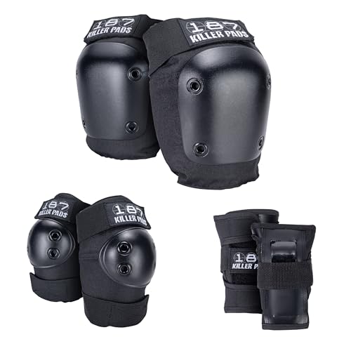 Six Pack Protective Knee & Elbow Pads Set - Black Small-Medium