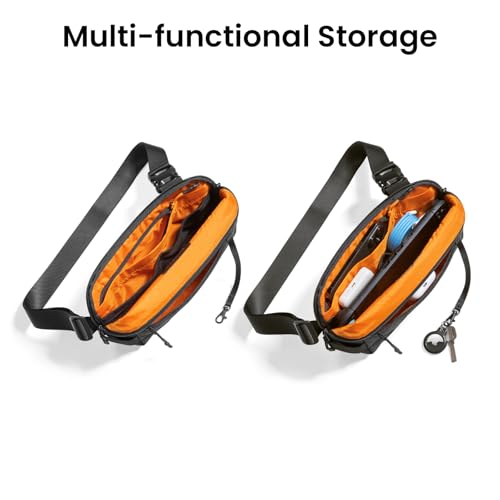 tomtoc Compact EDC Sling Bag 3L-10L with iPad Mini Fit - Black X-Pac Recycled Polyester