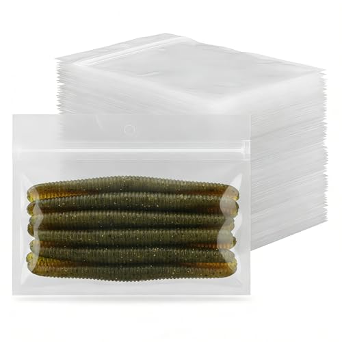 Heavy-Duty Clear Lock Zipper Bait Bags 6.3" x 4.7", Leakproof Dual-Seal for Soft Plastic Lures