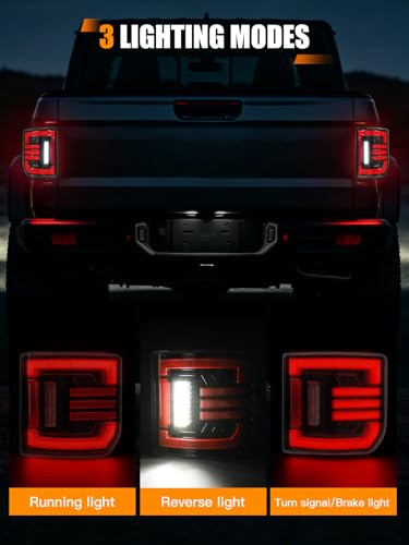 UNI-SHINE Pack of 2 Clear Lens Tail Lights for Jeep Gladiator JT 2019-2026 - Turn Signal & Brake Light Assembly