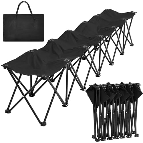 GlikCeil 6 Seats Portable Black Folding Soccer Team Bench for Sports