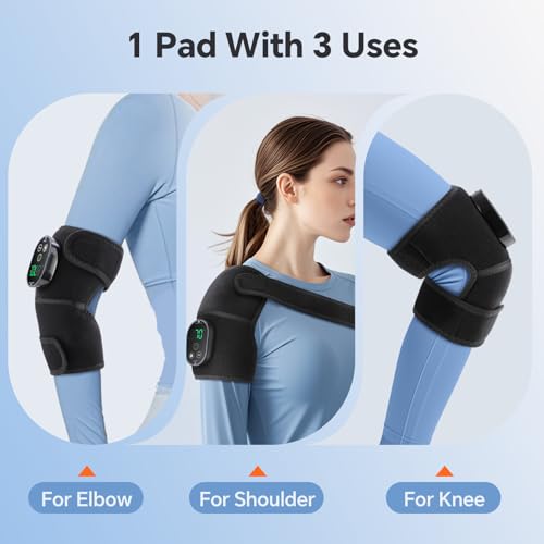 Cordless Heated Knee Massager with Vibration - Black, 2 Pack