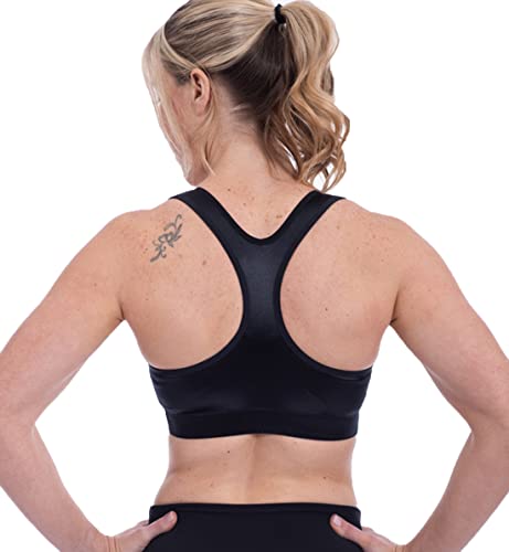 ENELL Women's Full Coverage Racerback Sports Bra Black 2 / Medium Support