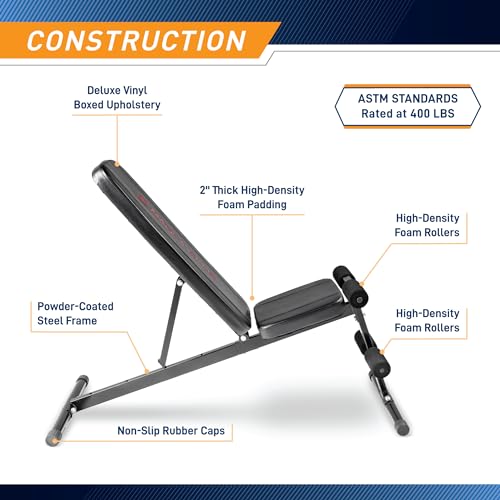 Marcy Adjustable Multi-Position Utility Bench Black Red for Home Gym