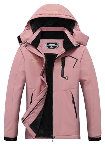 MOERDENG Women's Pink Ski Jacket XL Warm Winter Snowboarding Coat