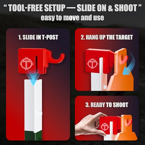 Heavy-Duty T Post Target Hanger - Red Elephant 4 Pack, Tool-Free Shooting Stand
