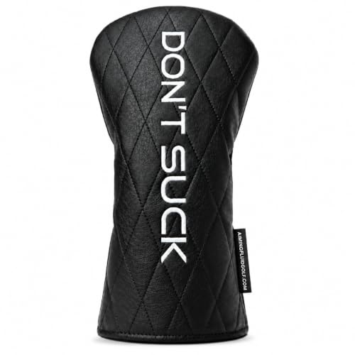 Don't Suck Driver Headcover - Black Leather Golf Club Cover - Funny Golf Gift
