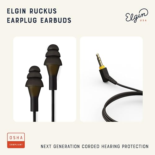 Elgin Ruckus Earplug Headphones - 25dB Noise Reduction, Stealth Black