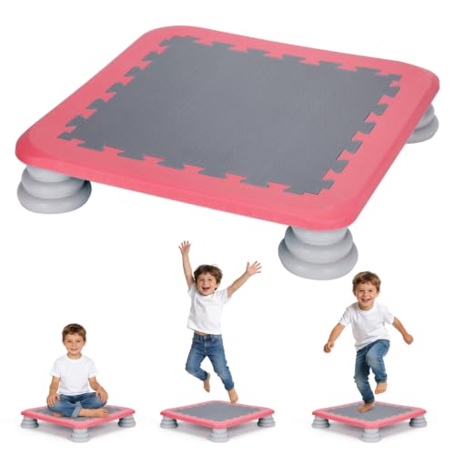 Great Kids Red Rectangular 25-Inch Sensory Rebounder Mini Trampoline for Indoor & Outdoor Play