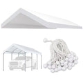 10' x 20' White Waterproof Carport Canopy Cover - Replacement Top with Bungees