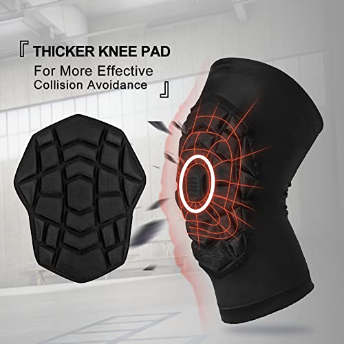 Black Knee Sleeve with Compression Padding - 2 Pack, Medium, Short
