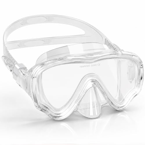Adult Swim Goggles with Nose Cover - Wide View HD Glasses - Clear Variation
