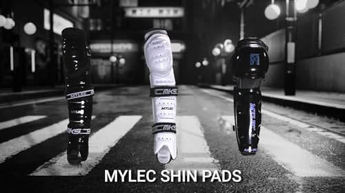 9-Inch Black Lightweight Hockey Shin Guards with Hard Shell & Breathable Fit