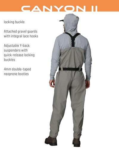 FROGG TOGGS Canyon II Waterproof Chest Waders for Fishing - Large/Gray