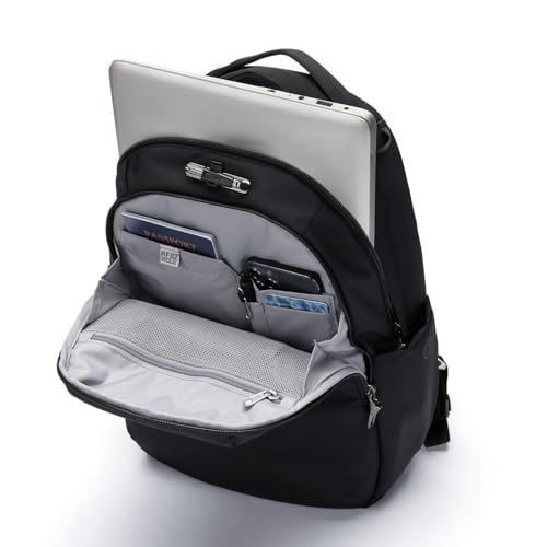16L Anti-Theft Travel Backpack with Lockable Zippers & RFID Blocking - Jet Black