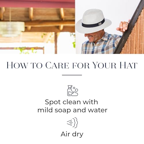 Men's Fairway Fedora Hat UPF 50+ Sun Protection - Beige, Medium-Large