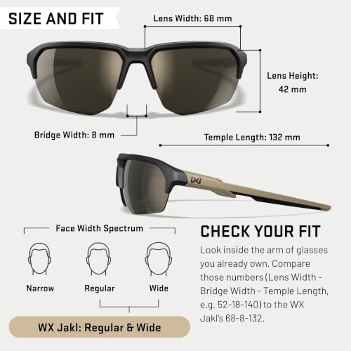 Ballistic Safety Glasses with Mirror Finish - Matte Black & Tan Frame, Non-Polarized