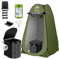 YSR VEF Black Portable Camping Toilet Kit with Green Privacy Tent, Shower & Poo Gel Bags