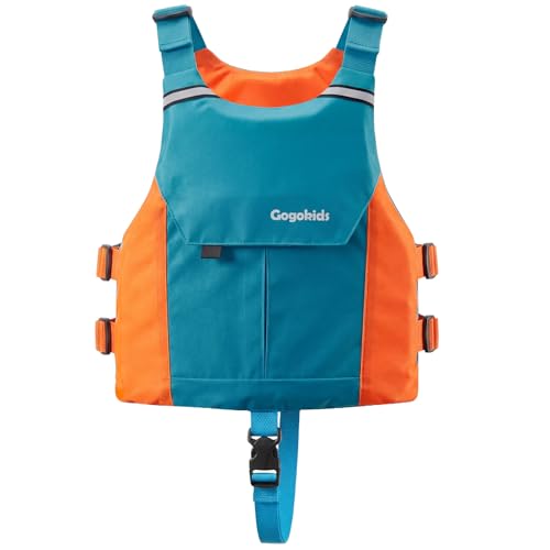Kids Swim Vest Neoprene Buoyancy Aid for 50-125 lbs Dark Green+Orange