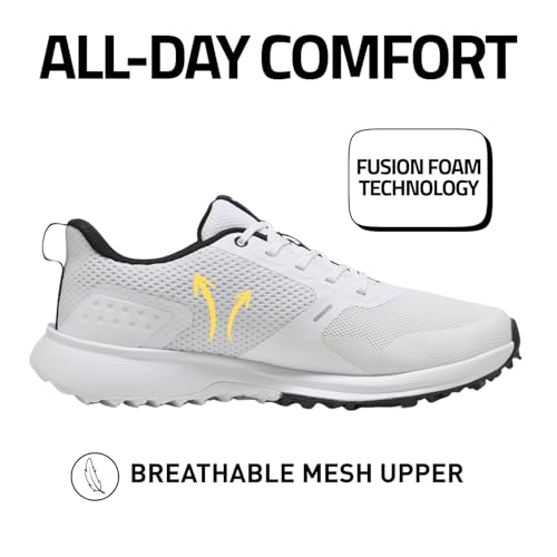 Men's Golf Shoes Spikeless White Black 11 Fusion Grip 6 - Lightweight Comfort