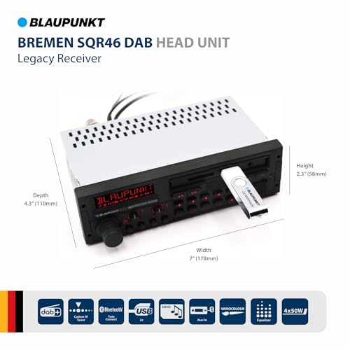 Retro Car Stereo Bluetooth USB SD AUX - Black, Single Variation