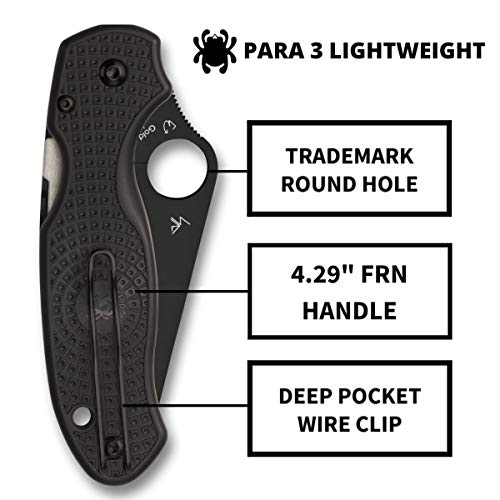 Spyderco Para 3 Lightweight Folding Pocket Knife, PlainEdge – Compact EDC