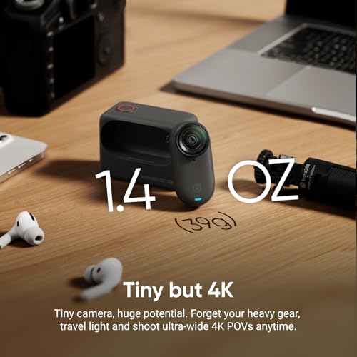 Insta360 GO 3S Action Camera - 64GB Black, 4K Ultra-Wide Vlogging, Waterproof, Portable Bundle
