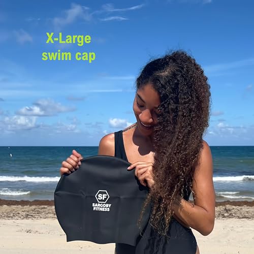 X-Large Swim Cap for Dreadlocks & Braids - Black | Thick Hair Protection