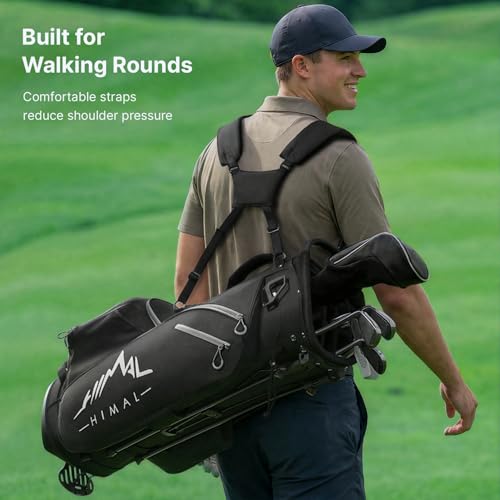 GoHimal Lightweight 14-Way Golf Stand Bag - Black, Portable & Durable