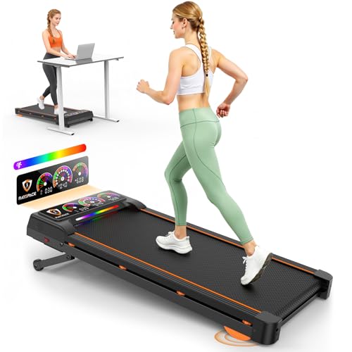 Rayspace Black Folding Under Desk Treadmill with 15% Auto Incline, Bluetooth Speakers & Remote, 450 lbs Capacity